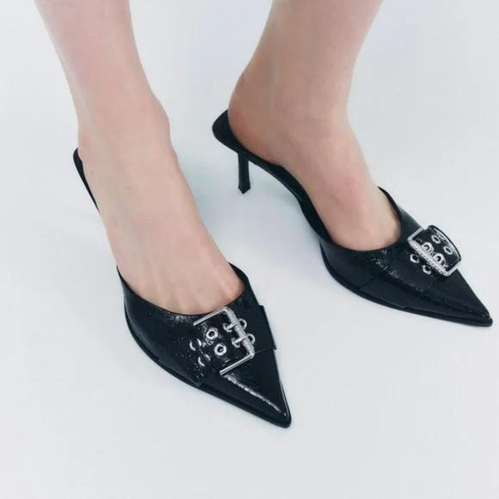 ZARA BUCKLED HEELED MULES - Picture 3 of 6